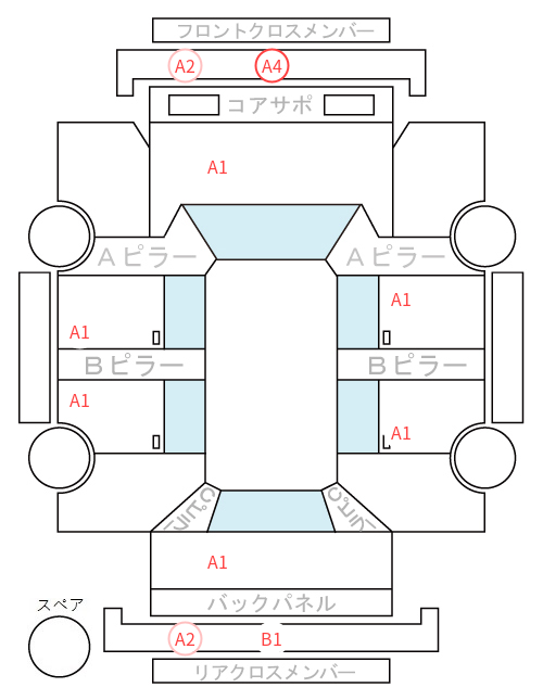 Body condition diagram (damage marks, Japanese labels)