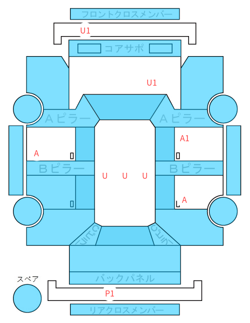 Body condition diagram (damage marks, Japanese labels)