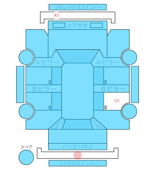 Body condition diagram (damage marks, Japanese labels)