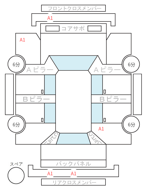 Body condition diagram (damage marks, Japanese labels)