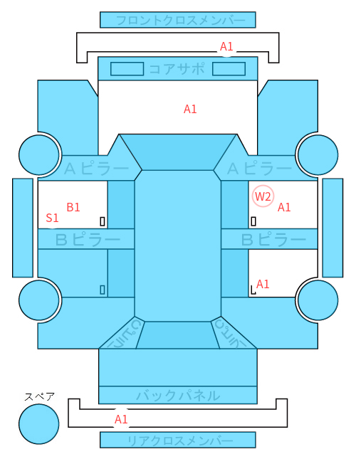 Body condition diagram (damage marks, Japanese labels)