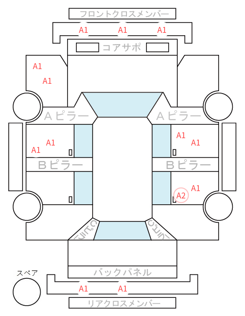 Body condition diagram (damage marks, Japanese labels)