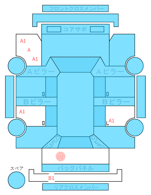 Body condition diagram (damage marks, Japanese labels)