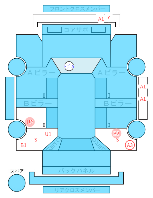 Body condition diagram (damage marks, Japanese labels)