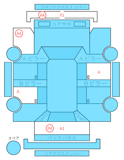 Body condition diagram (damage marks, Japanese labels)