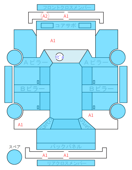 Body condition diagram (damage marks, Japanese labels)