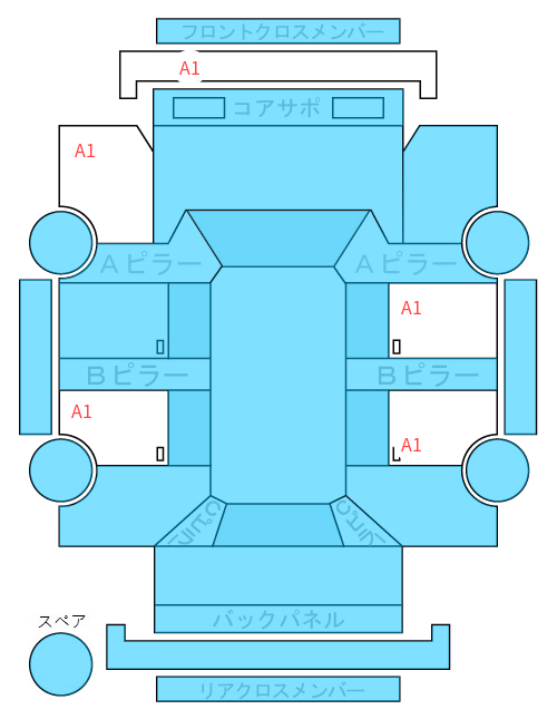 Body condition diagram (damage marks, Japanese labels)