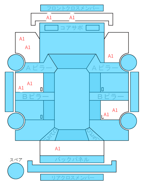 Body condition diagram (damage marks, Japanese labels)