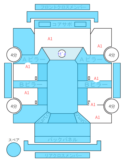 Body condition diagram (damage marks, Japanese labels)