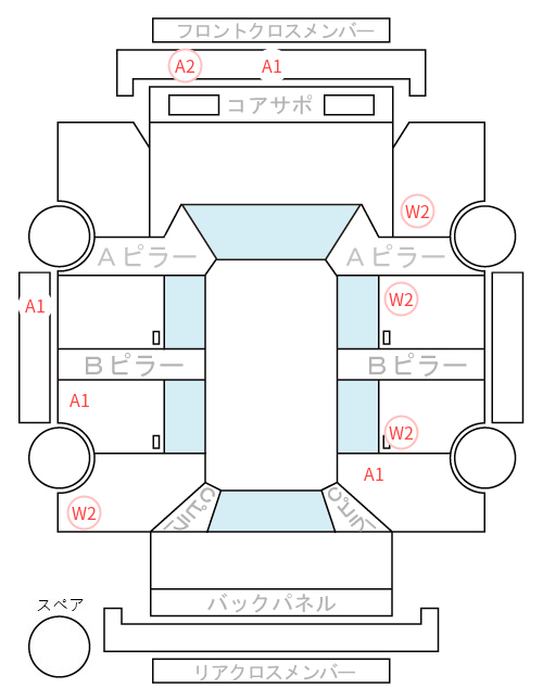 Body condition diagram (damage marks, Japanese labels)