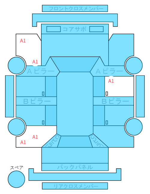 Body condition diagram (damage marks, Japanese labels)