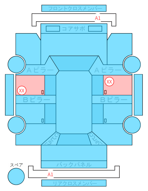 Body condition diagram (damage marks, Japanese labels)