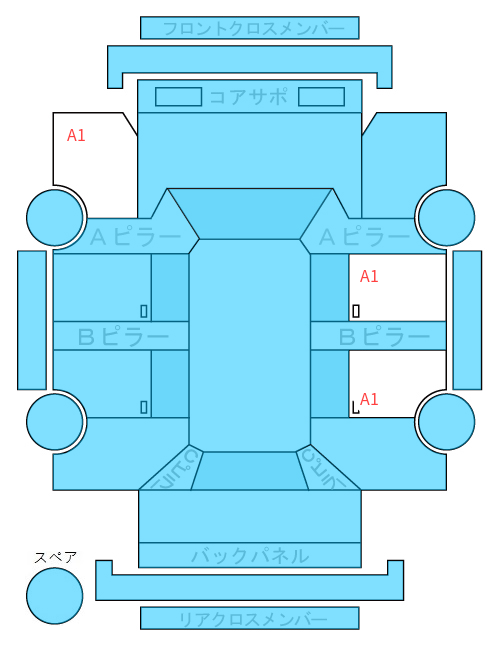 Body condition diagram (damage marks, Japanese labels)