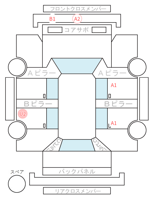 Body condition diagram (damage marks, Japanese labels)