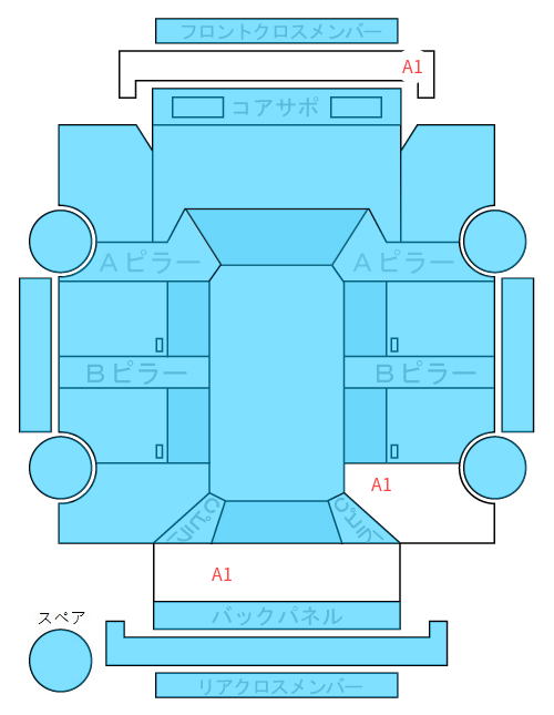 Body condition diagram (damage marks, Japanese labels)