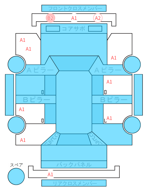 Body condition diagram (damage marks, Japanese labels)