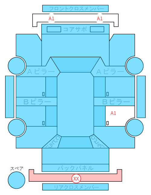 Body condition diagram (damage marks, Japanese labels)
