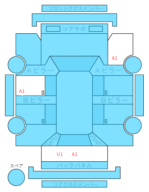 Body condition diagram (damage marks, Japanese labels)