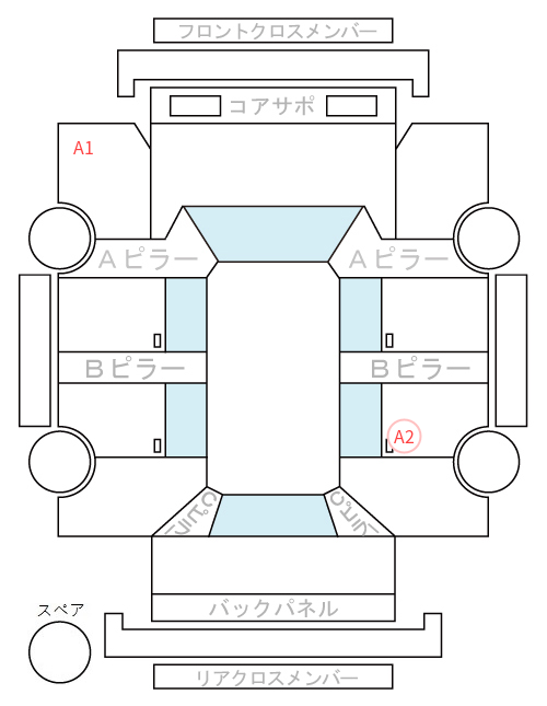 Body condition diagram (damage marks, Japanese labels)