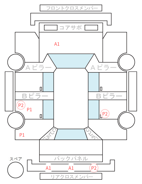 Body condition diagram (damage marks, Japanese labels)