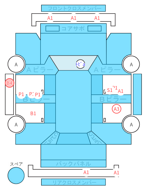 Body condition diagram (damage marks, Japanese labels)
