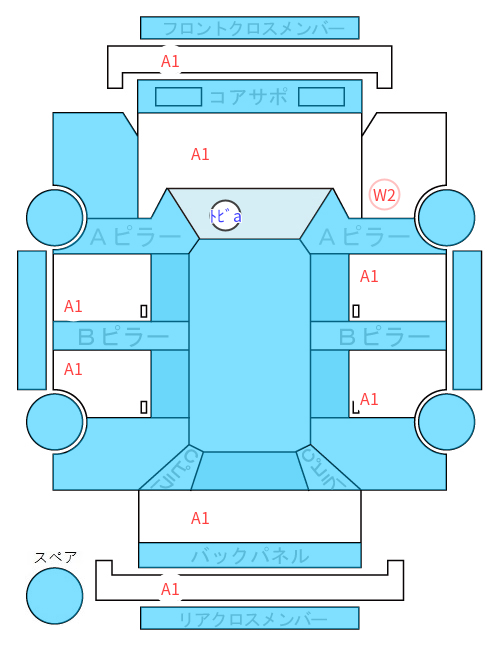 Body condition diagram (damage marks, Japanese labels)