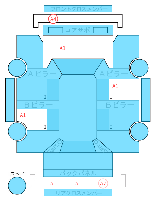 Body condition diagram (damage marks, Japanese labels)