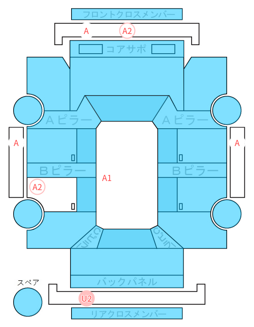 Body condition diagram (damage marks, Japanese labels)