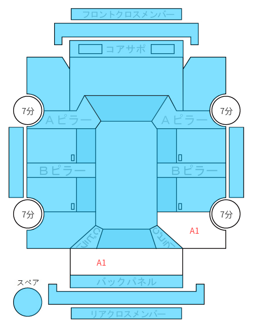 Body condition diagram (damage marks, Japanese labels)