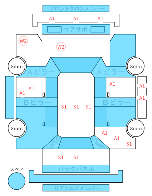 Body condition diagram (damage marks, Japanese labels)