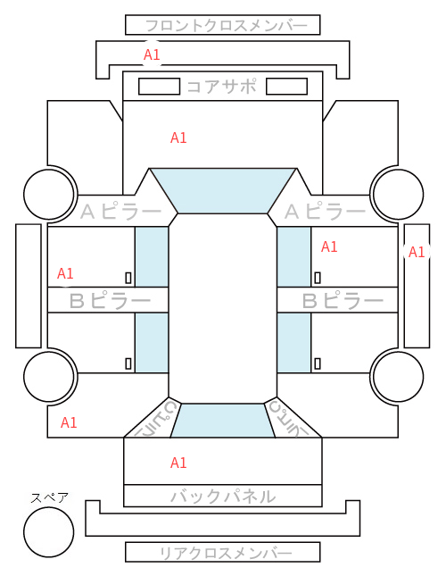 Body condition diagram (damage marks, Japanese labels)