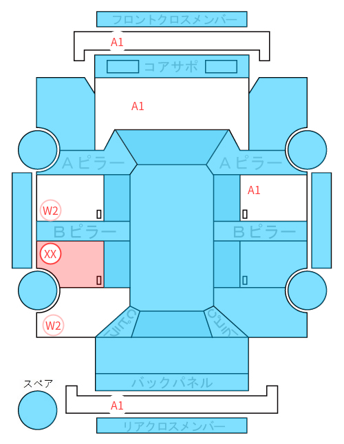 Body condition diagram (damage marks, Japanese labels)