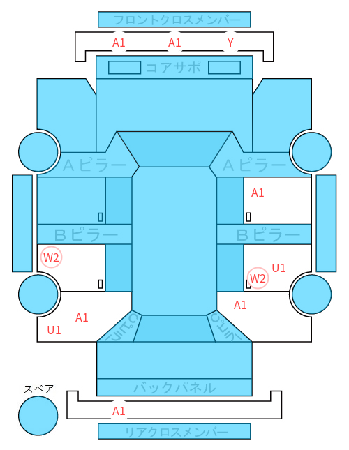 Body condition diagram (damage marks, Japanese labels)