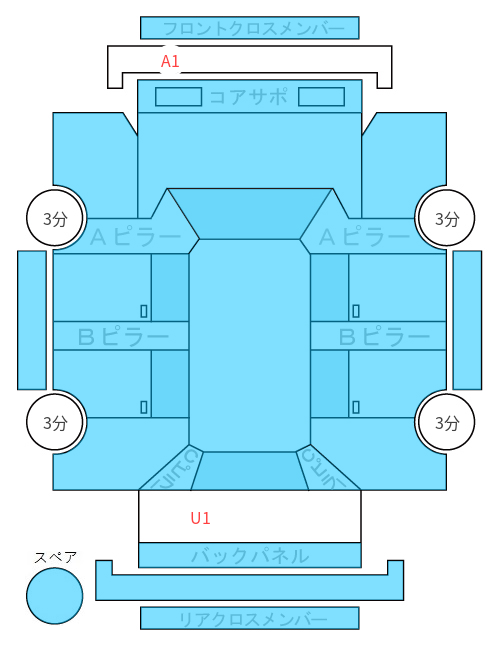 Body condition diagram (damage marks, Japanese labels)