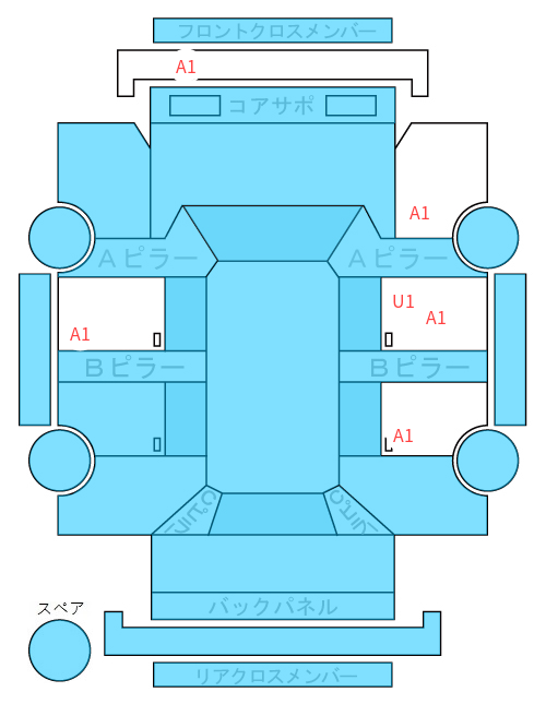 Body condition diagram (damage marks, Japanese labels)
