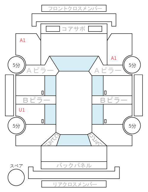Body condition diagram (damage marks, Japanese labels)