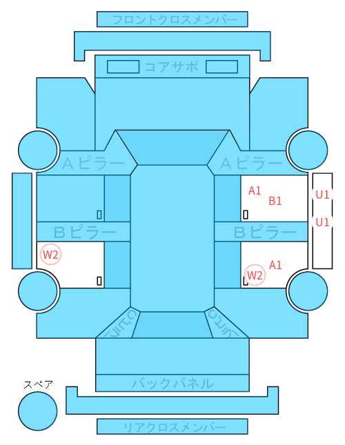 Body condition diagram (damage marks, Japanese labels)