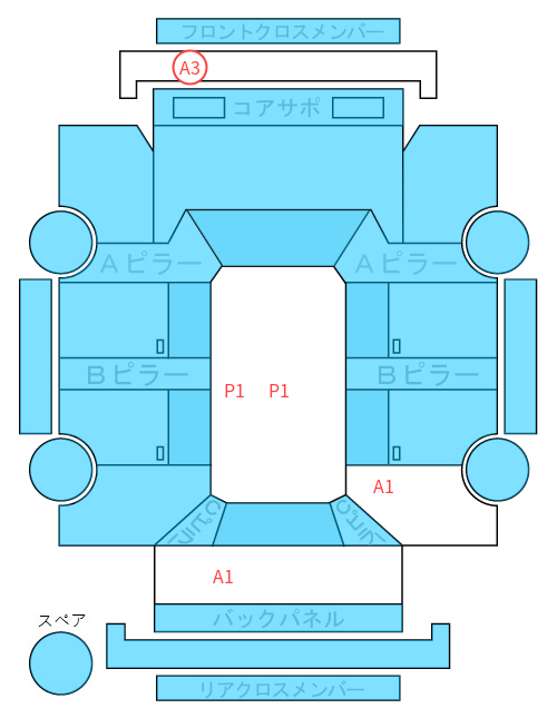 Body condition diagram (damage marks, Japanese labels)