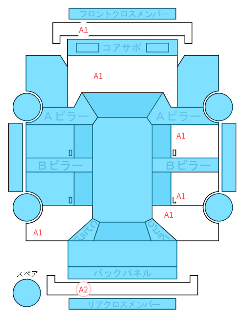 Body condition diagram (damage marks, Japanese labels)