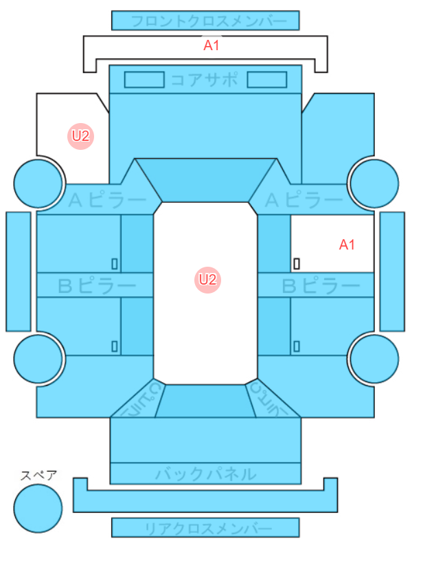 Body condition diagram (damage marks, Japanese labels)