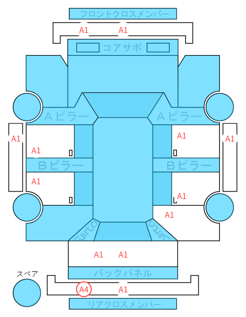 Body condition diagram (damage marks, Japanese labels)