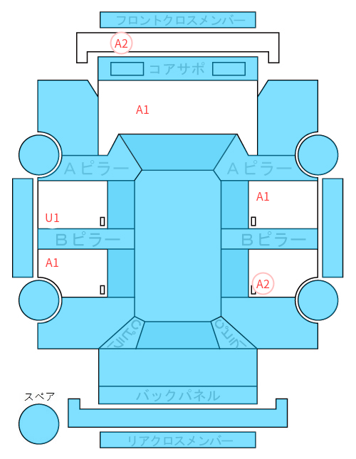 Body condition diagram (damage marks, Japanese labels)
