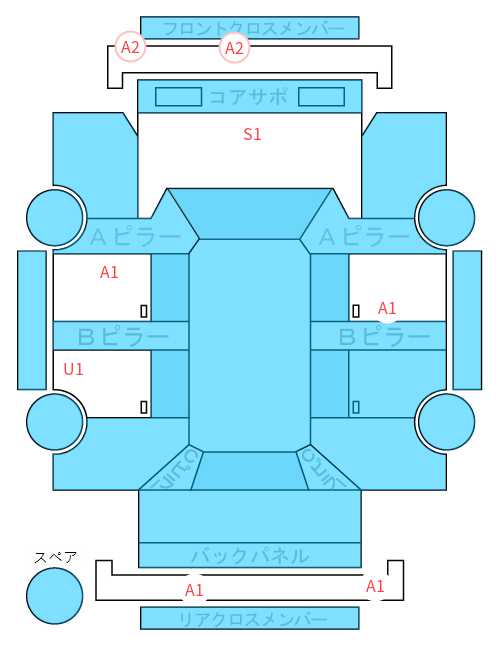 Body condition diagram (damage marks, Japanese labels)