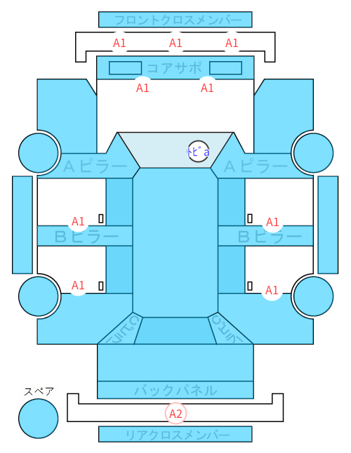 Body condition diagram (damage marks, Japanese labels)