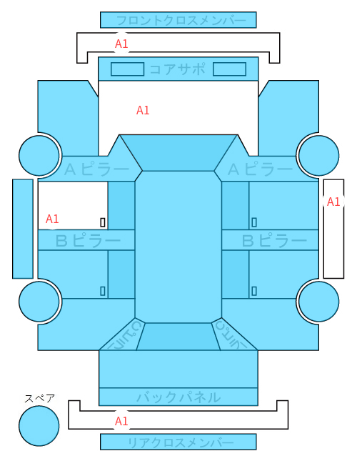 Body condition diagram (damage marks, Japanese labels)