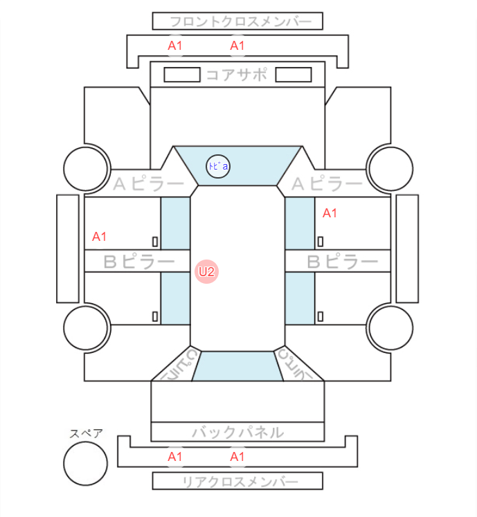 Body condition diagram (damage marks, Japanese labels)