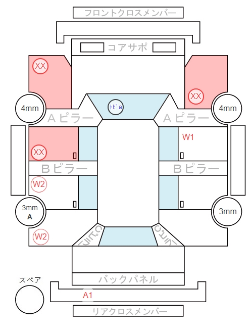 Body condition diagram (damage marks, Japanese labels)
