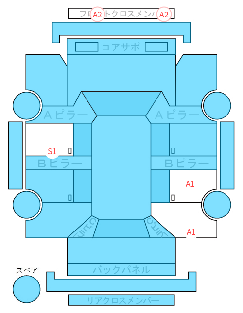 Body condition diagram (damage marks, Japanese labels)