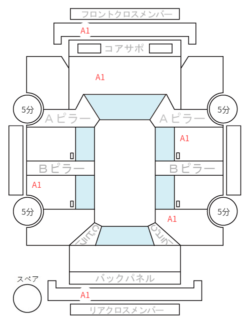 Body condition diagram (damage marks, Japanese labels)