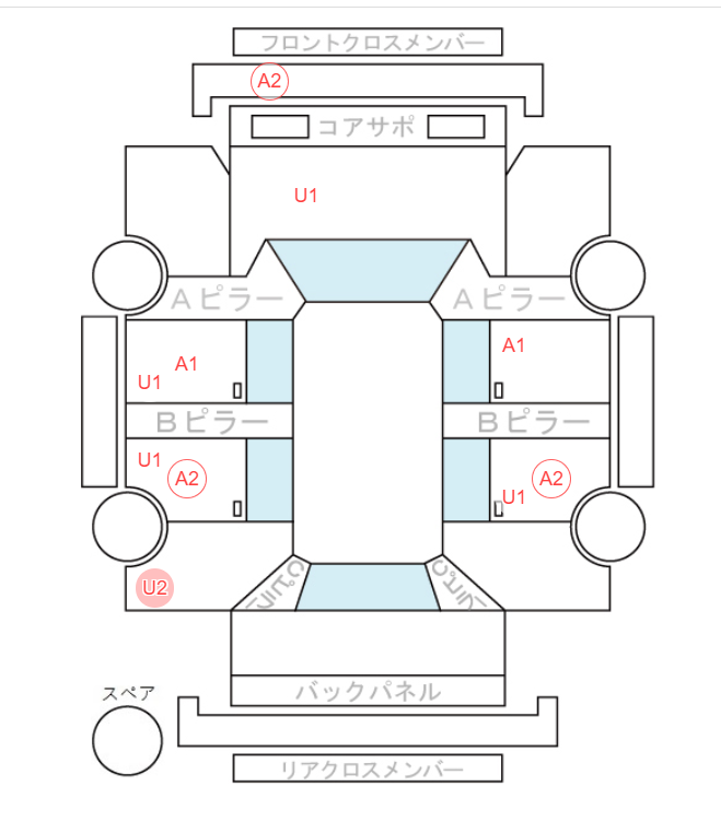 Body condition diagram (damage marks, Japanese labels)